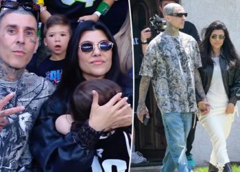 Kourtney Kardashian and Travis Barker make rare public appearance with son Rocky, 1, at WWE event