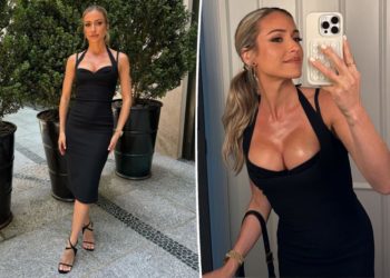 Kristin Cavallari proudly wears plunging black dress after redoing her breast implants