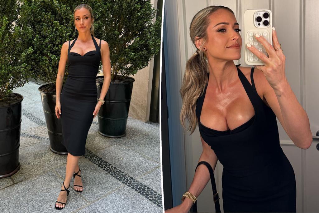Kristin Cavallari proudly wears plunging black dress after redoing her breast implants