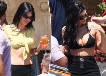 Kylie and Kendall Jenner rock ab-baring ensembles for post-wedding pool party in Venice