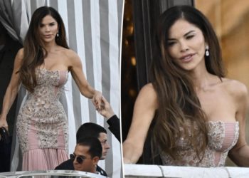 Lauren Sánchez goes glam in crystal-covered Versace for post-wedding party