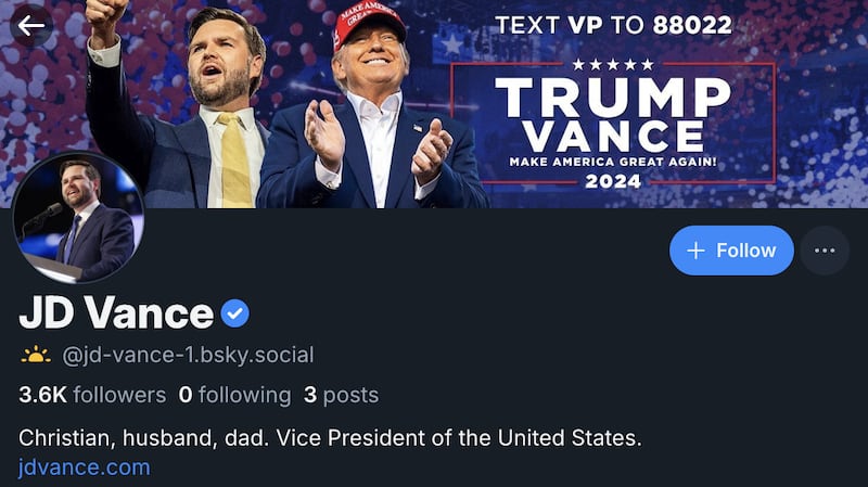 JD Vance's Bluesky profile.