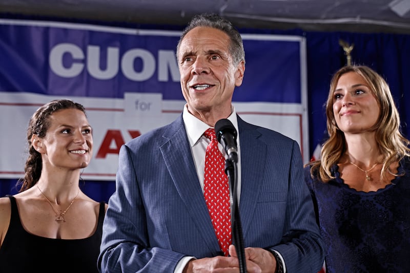 New York City mayoral candidate and former New York governor Andrew Cuomo speaks during an election party following the primaries.
