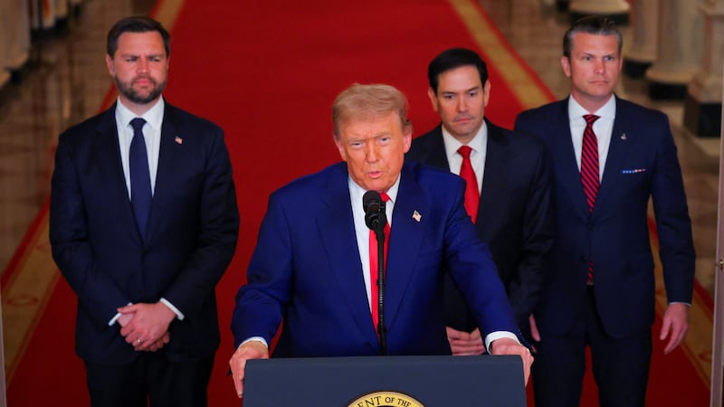 Donald Trump delivers an address to the nation at the White House in Washington, D.C., U.S. June 21, 2025, following U.S. strikes on Iran's nuclear facilities.