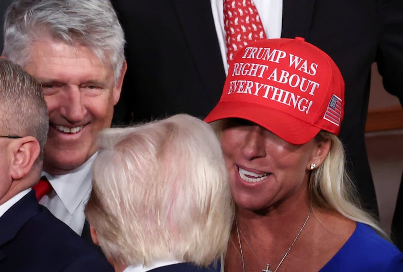 U.S. Rep. Marjorie Taylor Greene has insisted she loves Donald Trump more than Mark Levin.
