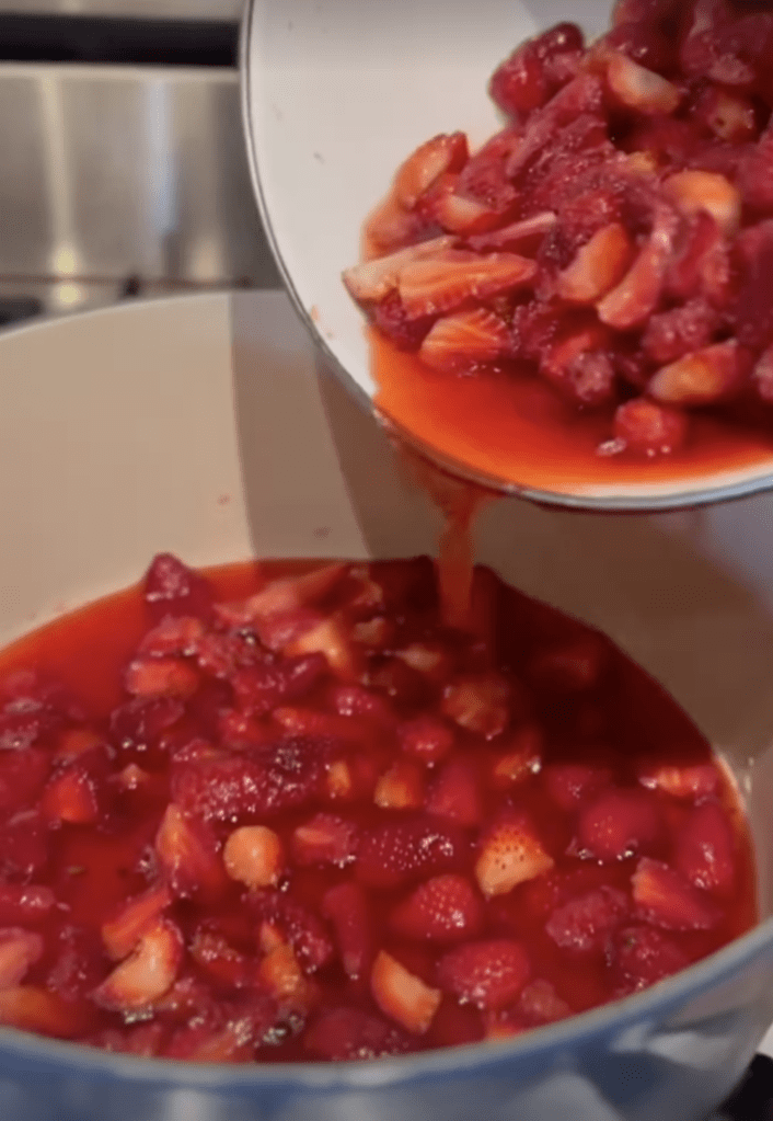 Meghan Markle boiling strawberries in a pot