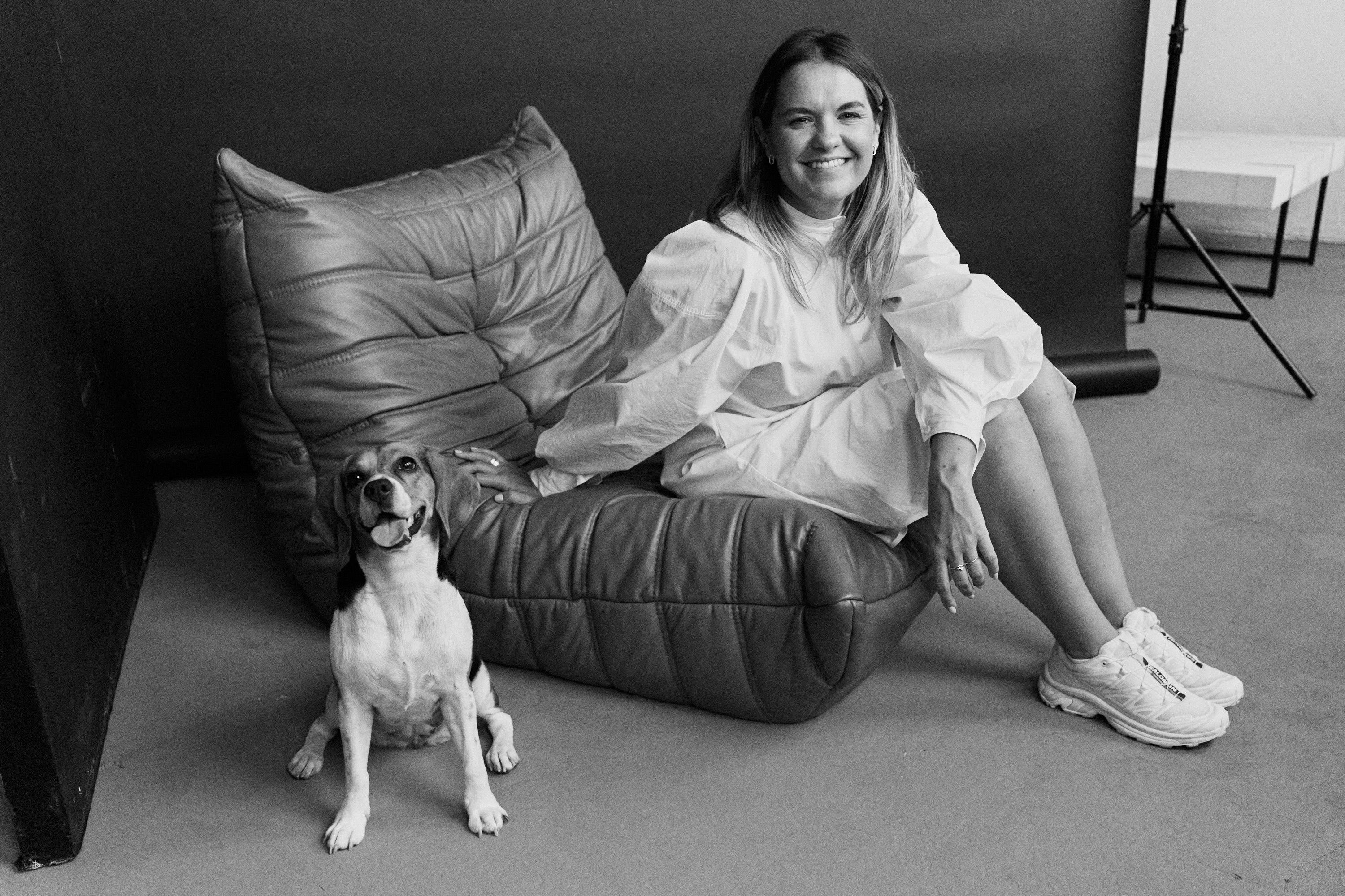 Natalia Shahmetova and her beagle.