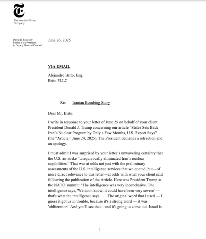 NY Times letter 1