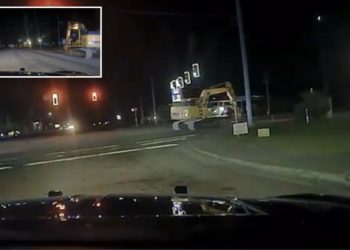 Not-so-hot pursuit of burglary suspect sees police cars chase tractor excavator at walking pace