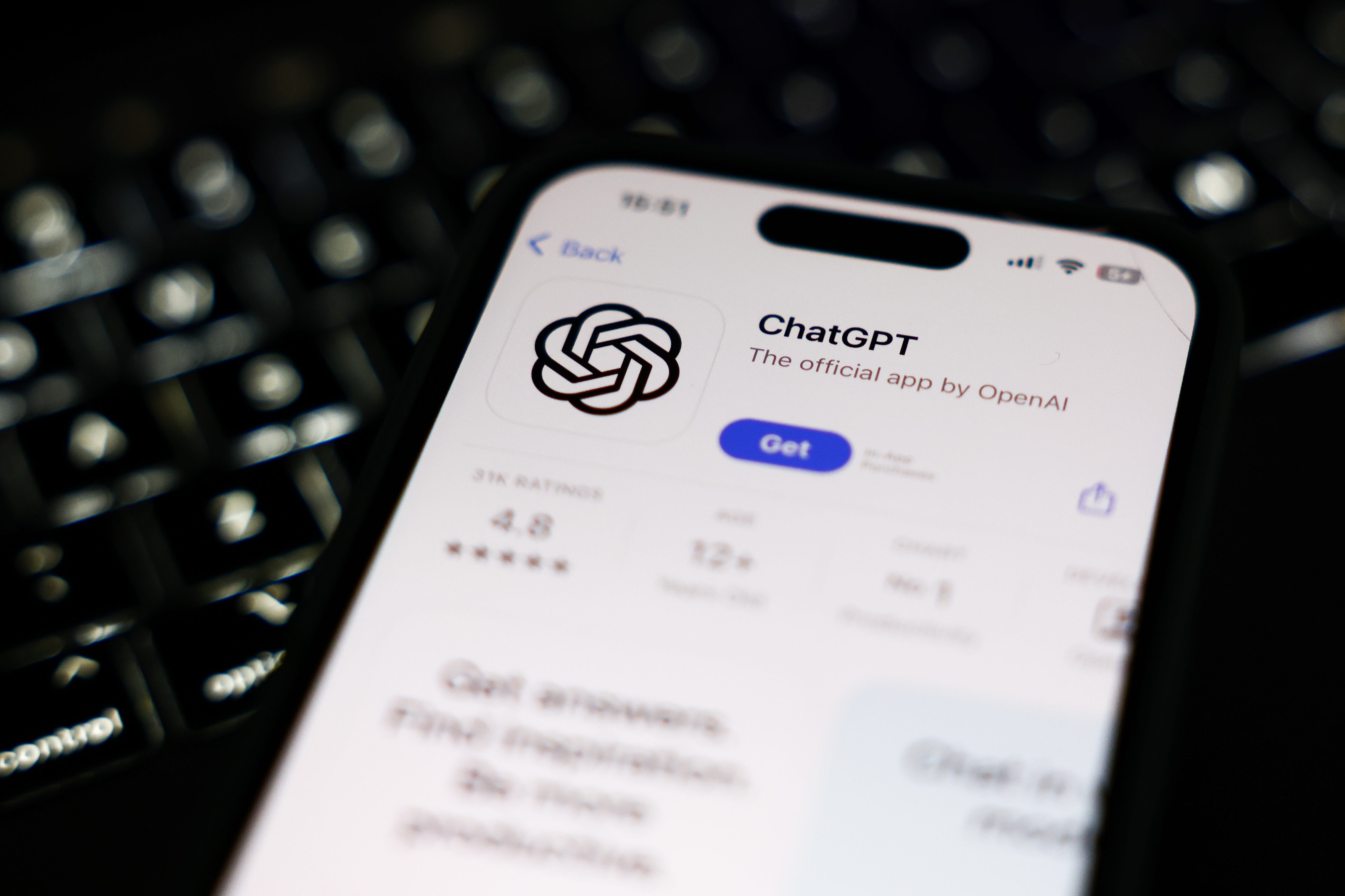 ChatGPT app page on Apple's App Store.