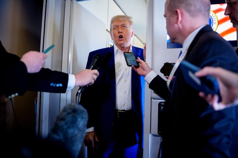 President Donald Trump speaking to reporters on Air Force One on his way to the NATO summit on June 24, 2025 where he claimed Iran won't have a nuclear weapon after repeatedly insisting the facilities were obliterated.