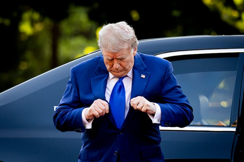 Donald Trump arrives at Huis ten Bosch Palace for a dinner during the NATO Summit 2025 on June 24, 2025