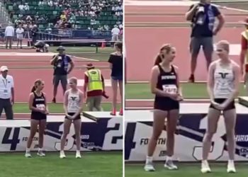 Oregon athletes leave high school track and field championship podium over trans competitor: video
