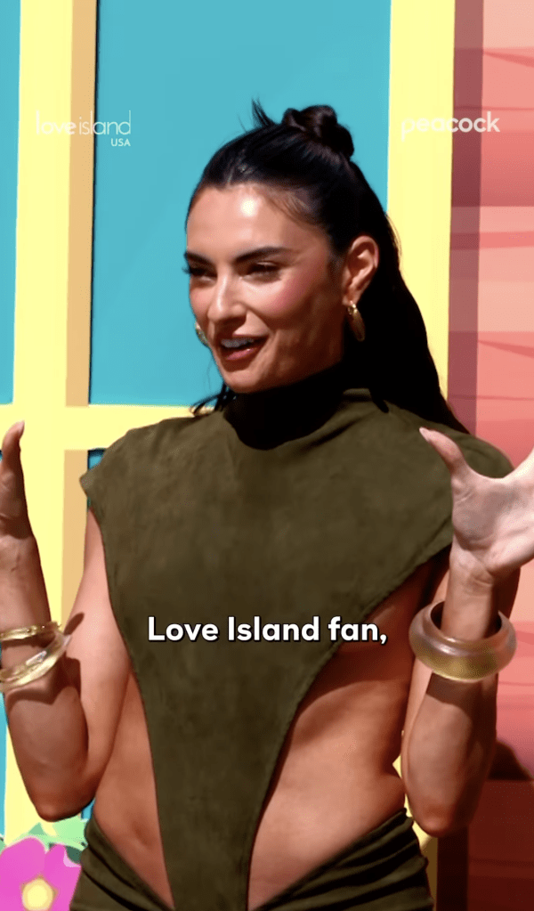 Paige DeSorbo hosts a challenge on Love Island USA