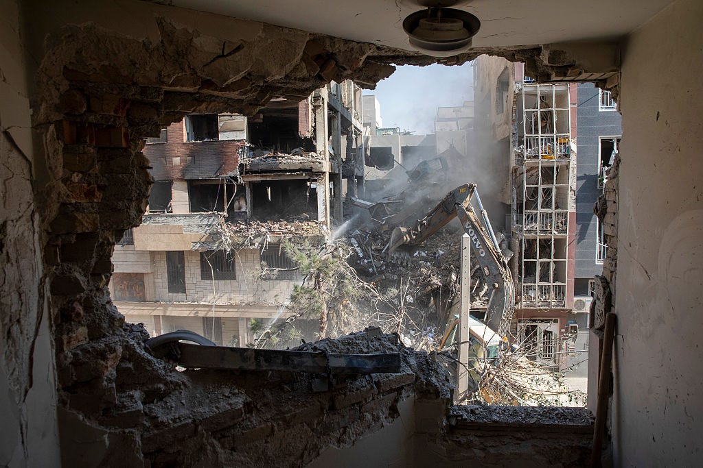A destroyed residential building in Tehran.