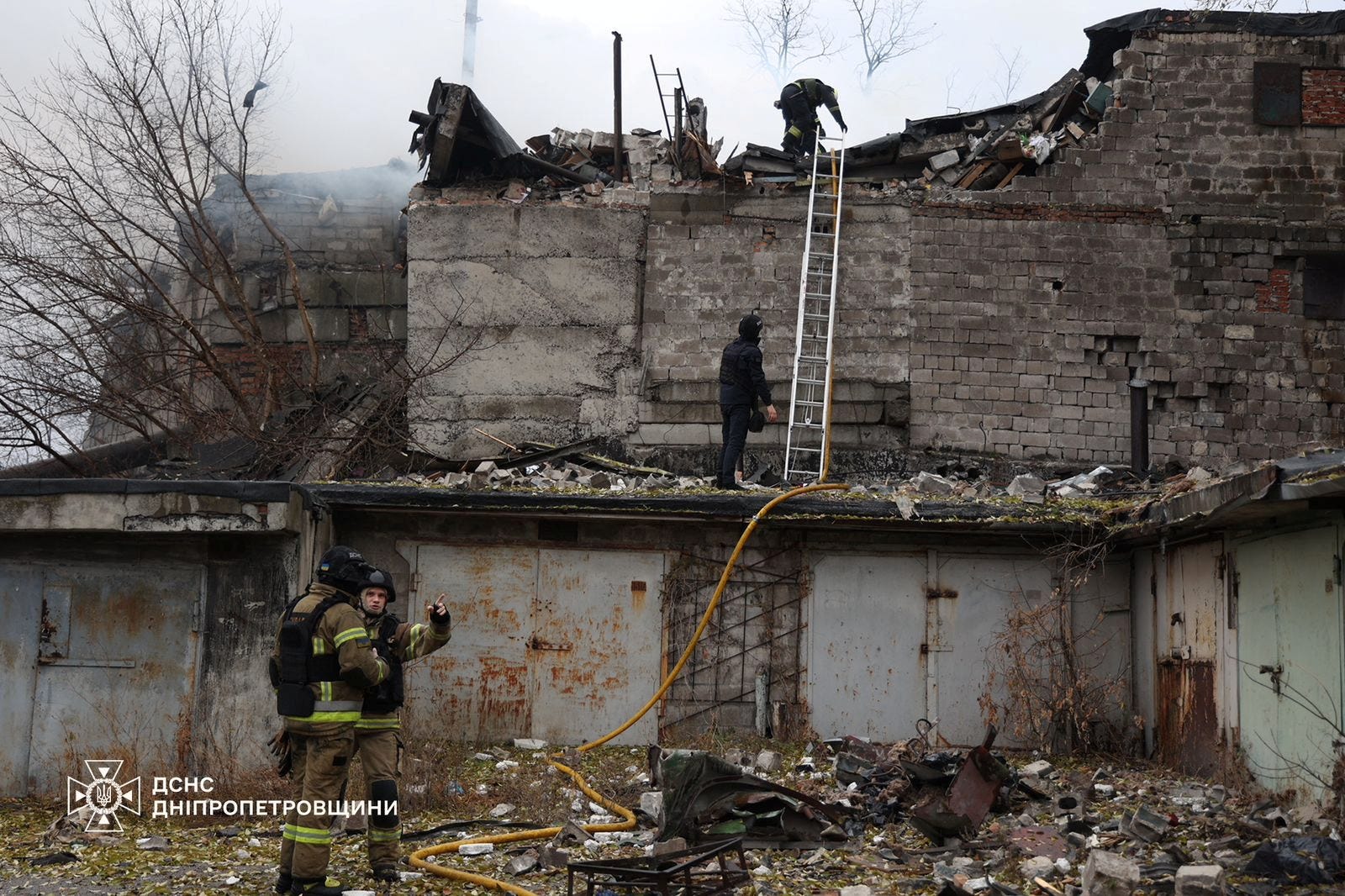 Aftermath of a Russian missile strike in Dnipro, which involved the first operational use of the Oreshnik.