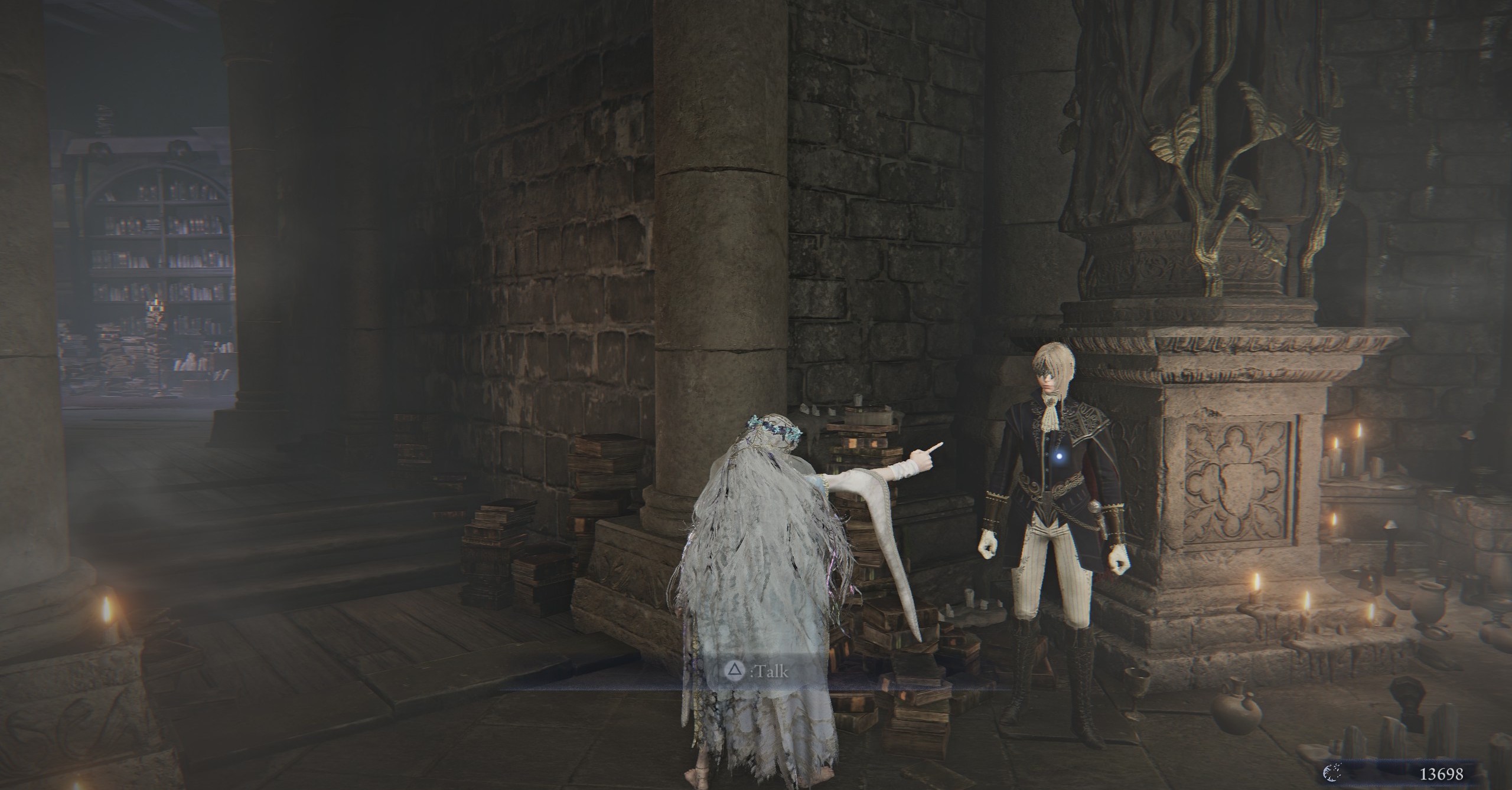 The Revenant pointing at the Duchess in Elden Ring Nightreign