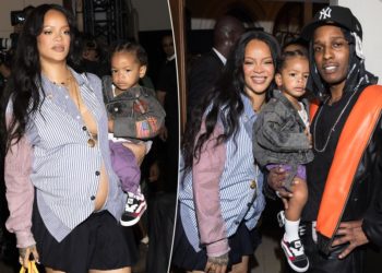 Rihanna and son Riot support A$AP Rocky at rapper’s runway show during Paris Fashion Week