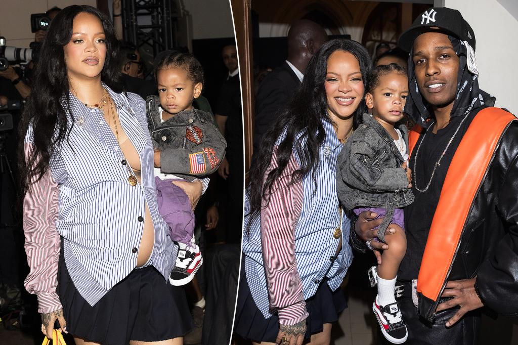 Rihanna and son Riot support A$AP Rocky at rapper’s runway show during Paris Fashion Week
