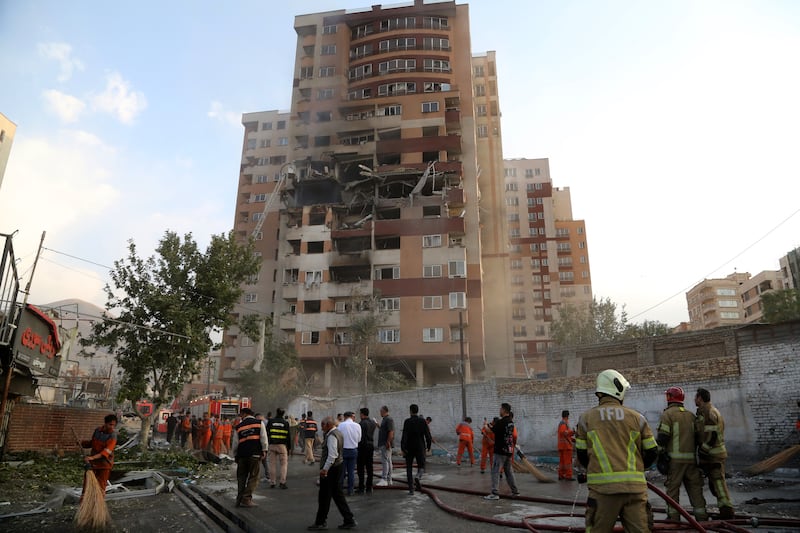 Damaged buildings in Tehran