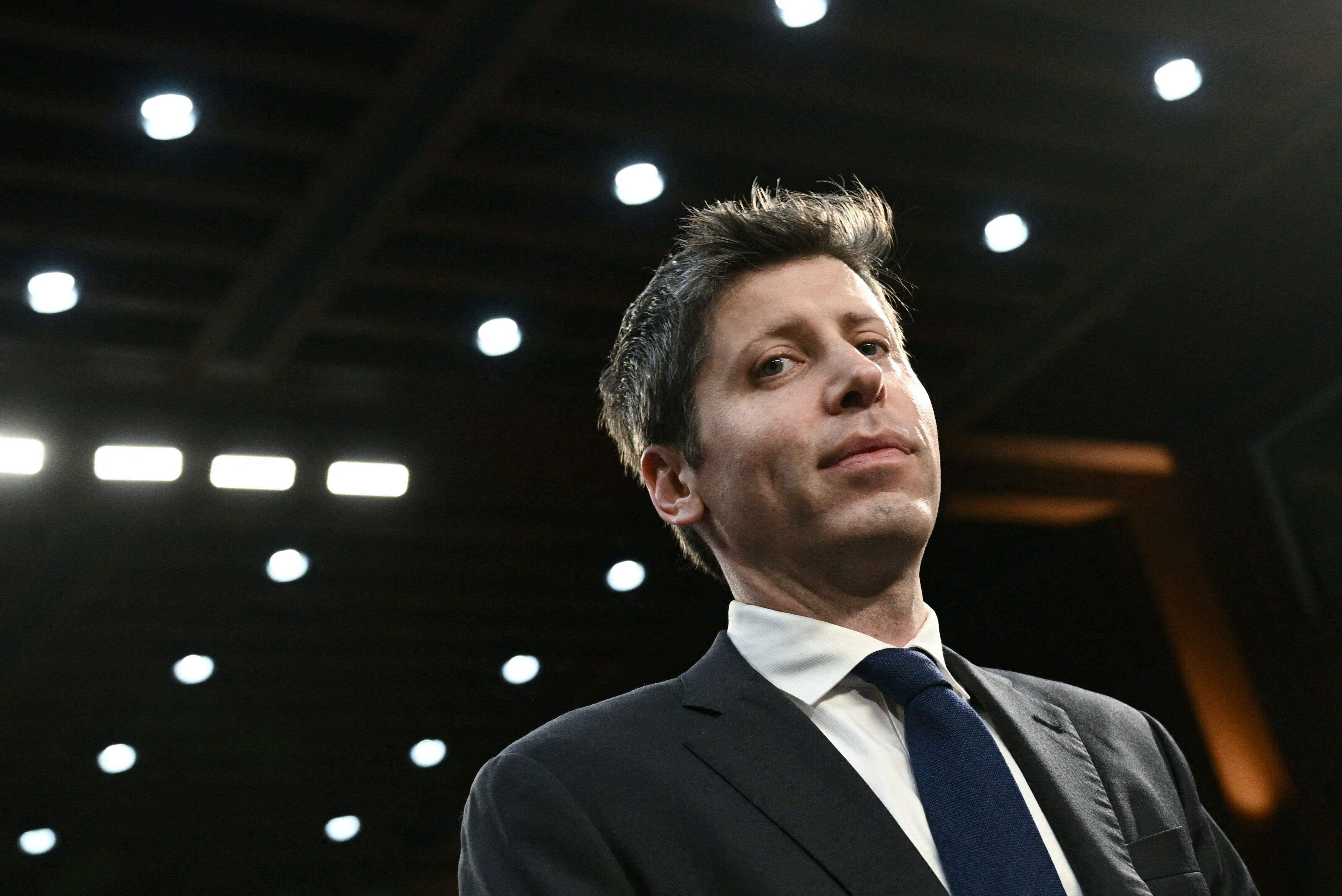 Sam Altman speaking at a US Senate Commerce Committee hearing on artificial intelligence at Capitol Hill.