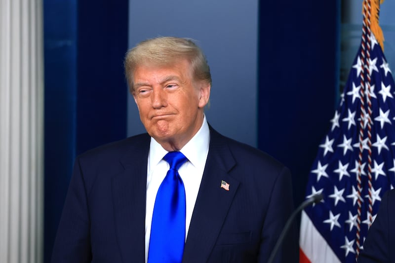 President Donald Trump at a press conference at the White House.