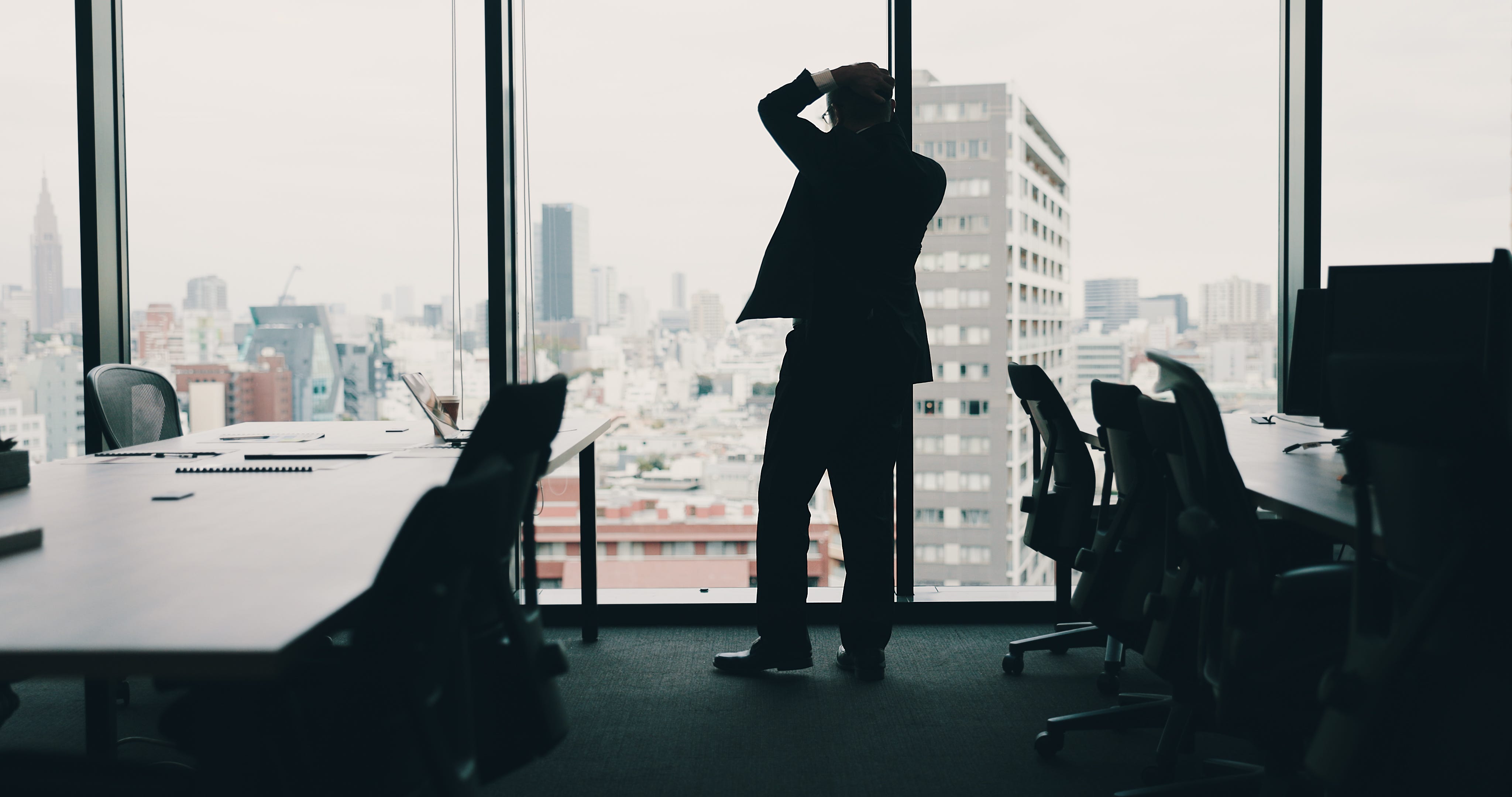 Office, businessman and stress with anxiety as administration