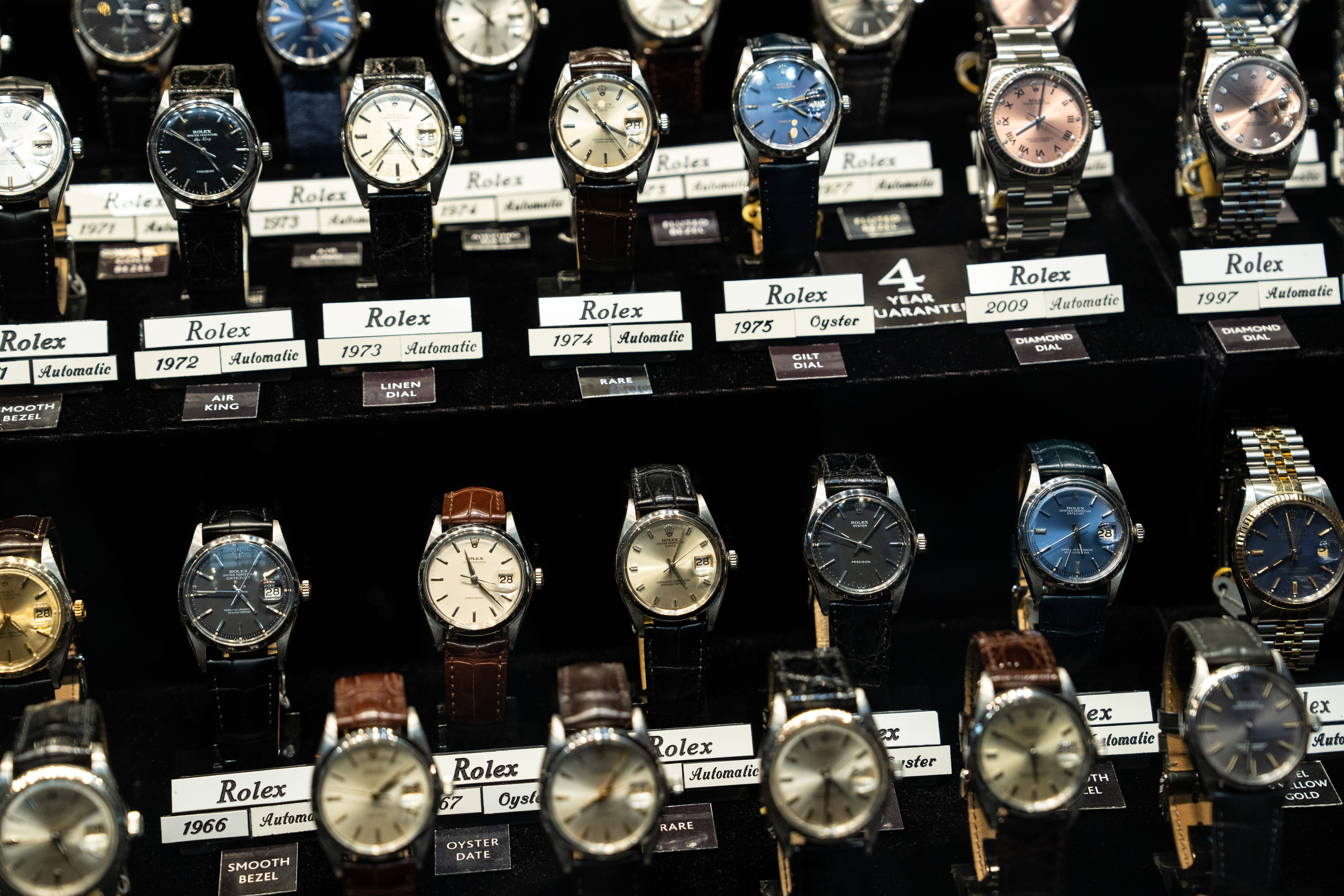 Rolex watches on display