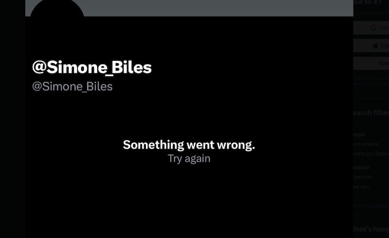 Simone Biles' X account is now blank.