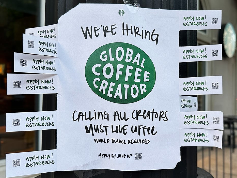 Starbucks is hiring two content creators for a year.