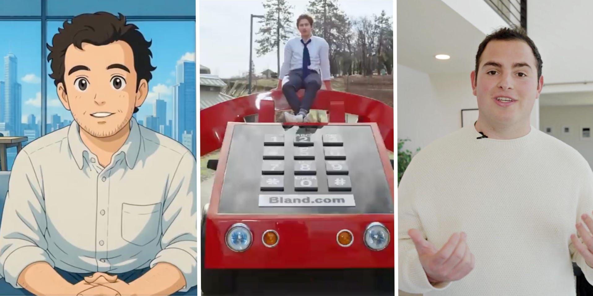 Stills from funding announcement videos by Hedra, Bland, and Wander.
