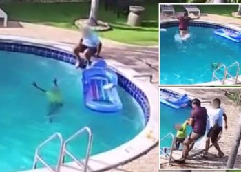 Surveillance video captures moment heroic stranger saves 6-year-old Florida boy sinking to bottom of pool