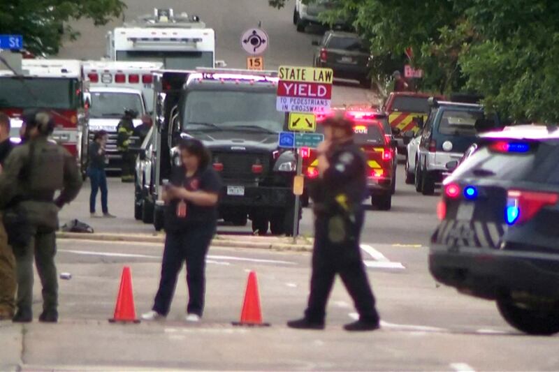 Police work at the scene after an attack that injured multiple people in Boulder, Colorado, U.S. June 1, 2025 in a still image from video. ABC AFFILIATE KMGH via REUTERS  NO RESALES. NO ARCHIVES. THIS IMAGE HAS BEEN SUPPLIED BY A THIRD PARTY     TPX IMAGES OF THE DAY