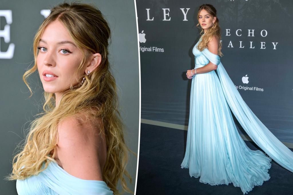 Sydney Sweeney is an ice princess in ethereal blue gown at ‘Echo Valley’ London premiere