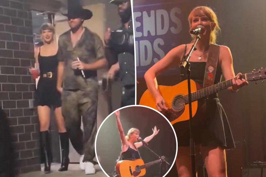 Taylor Swift performs live for the first time since reclaiming her masters at Nashville gig hosted by Travis Kelce