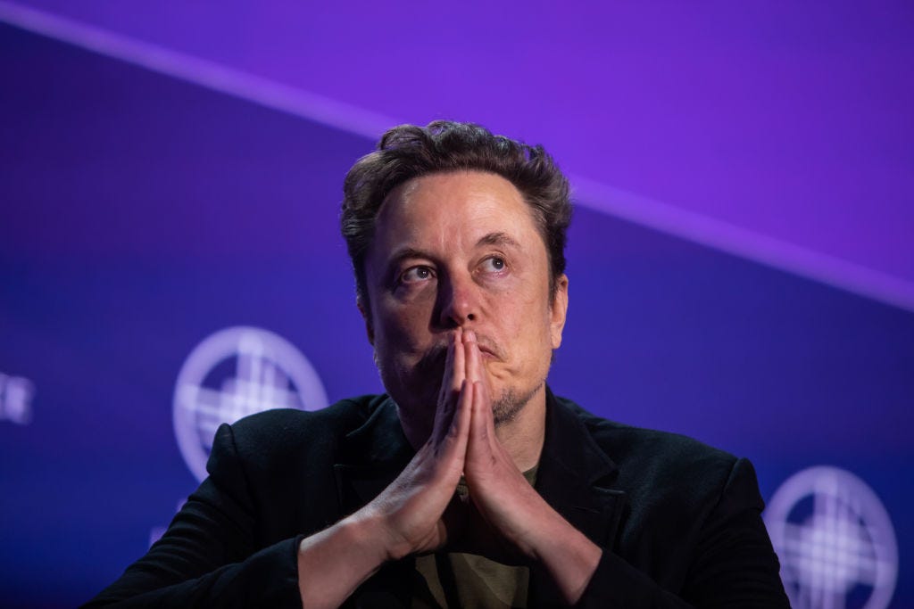 Elon Musk, co-founder of Tesla and SpaceX and owner of X Holdings Corp., speaks at the Milken Institute's Global Conference at the Beverly Hilton Hotel,on May 6, 2024 in Beverly Hills, California.