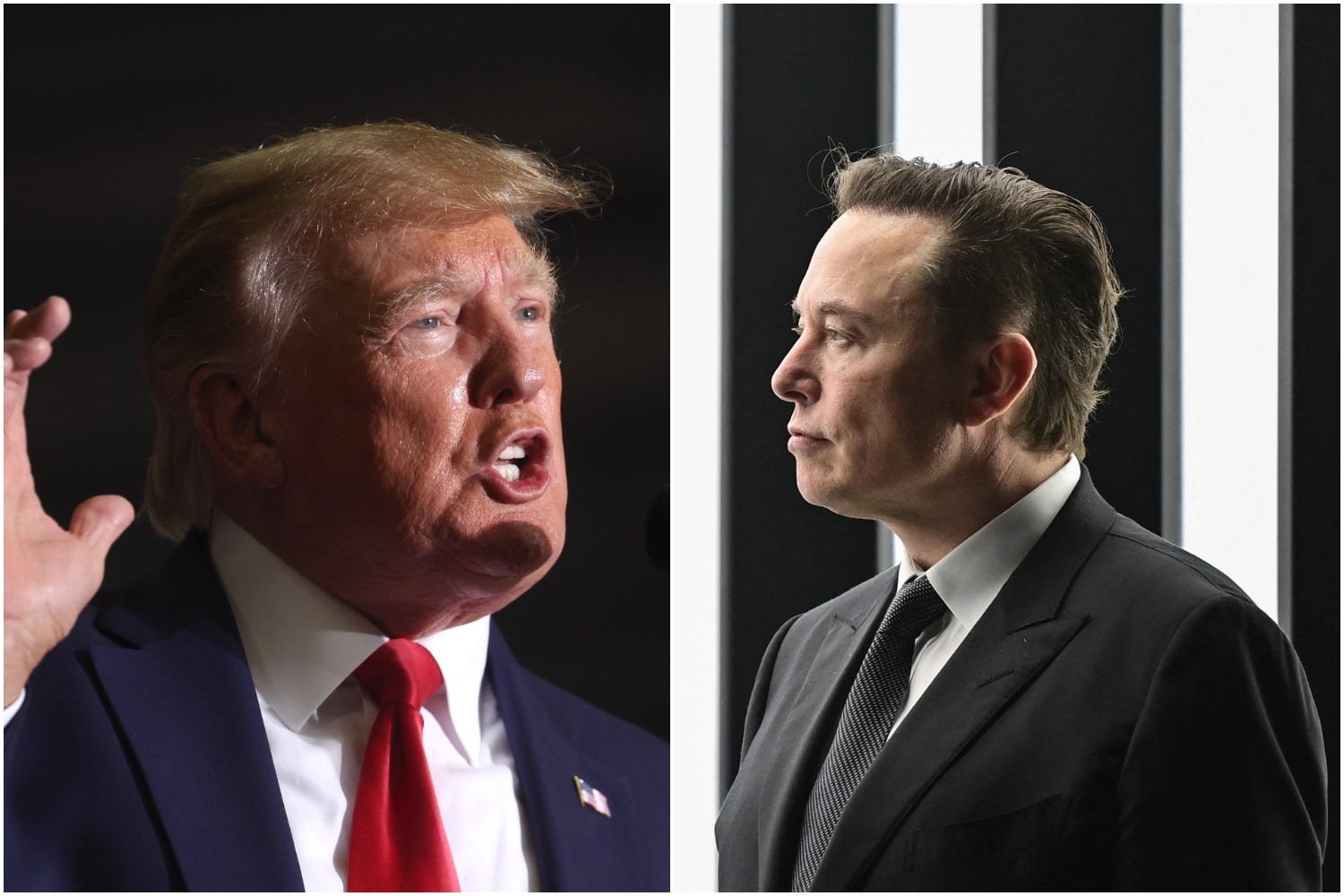 Former President Donald Trump, left, and Elon Musk, right.