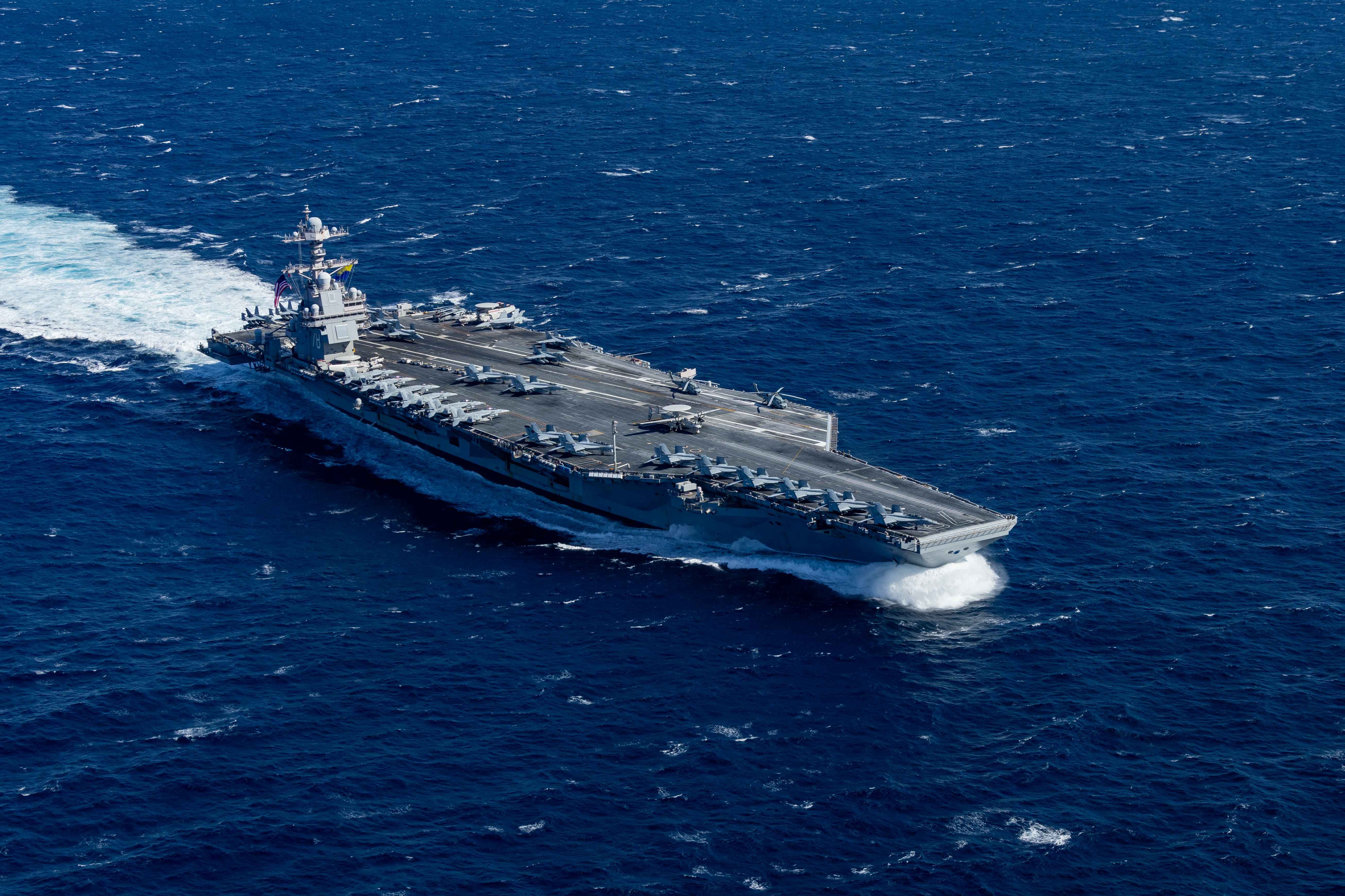 USS Gerald R. Ford sails in the Atlantic Ocean, Nov. 12, 2024.