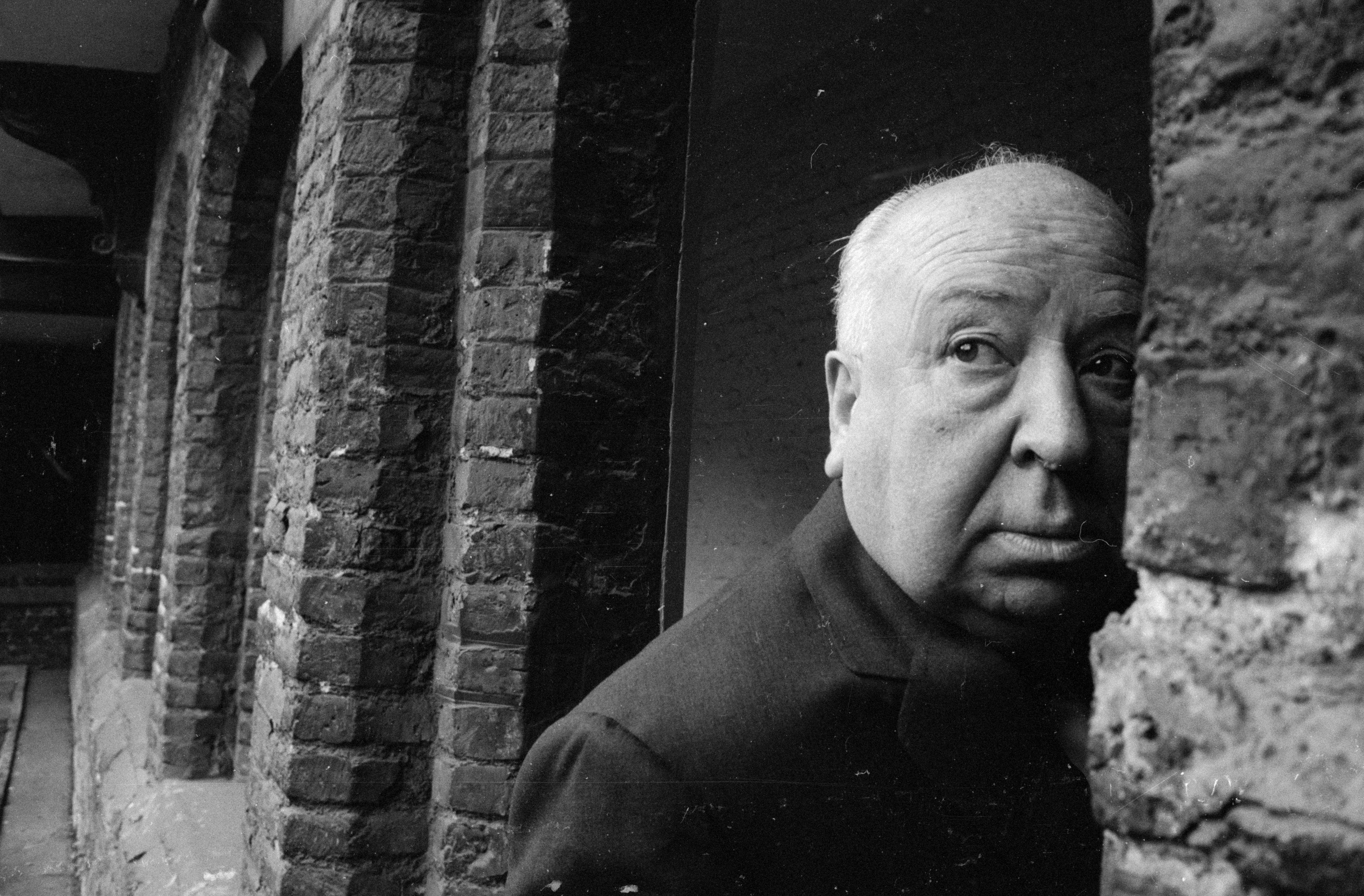 Alfred Hitchcock in a coat