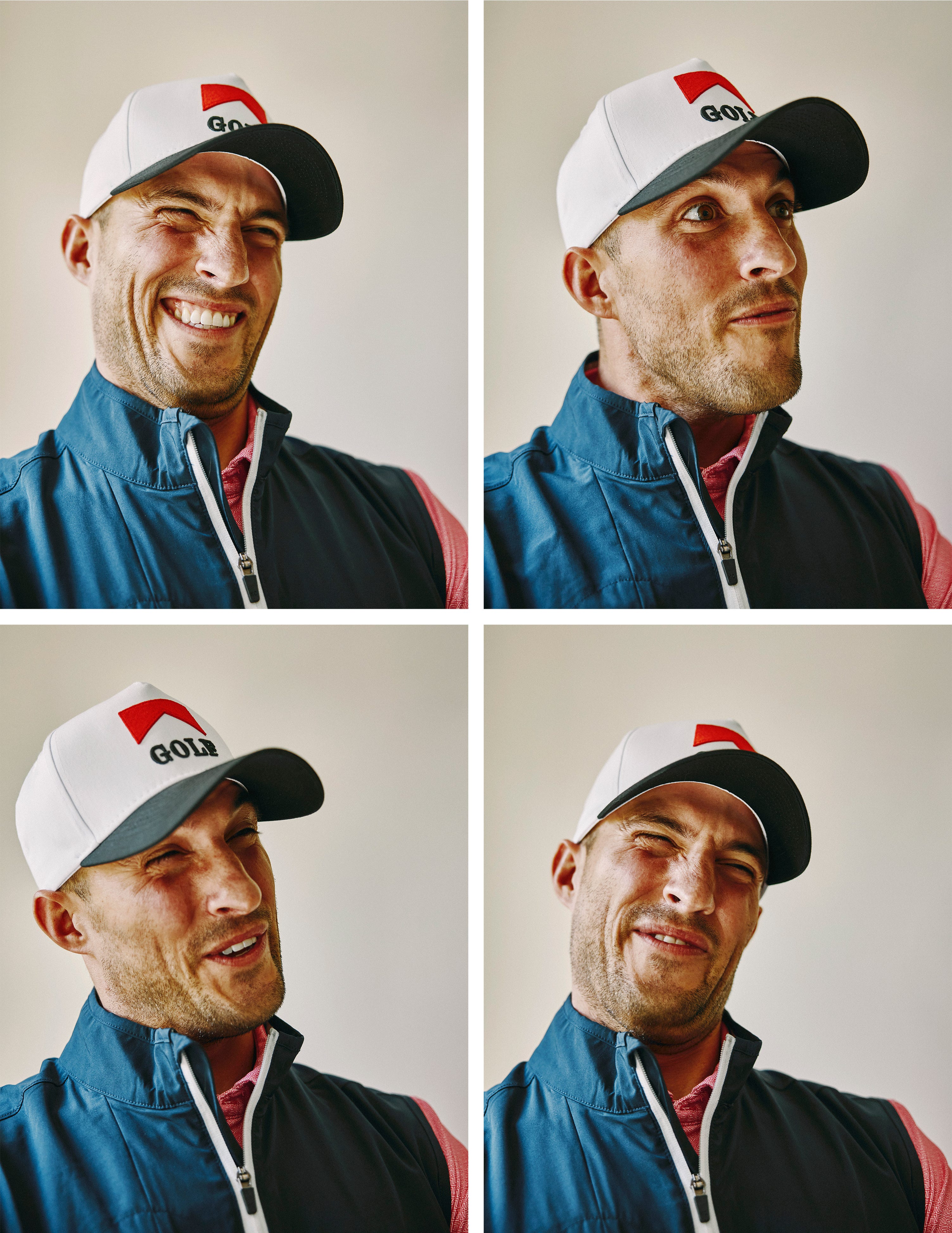 A man makes funny faces