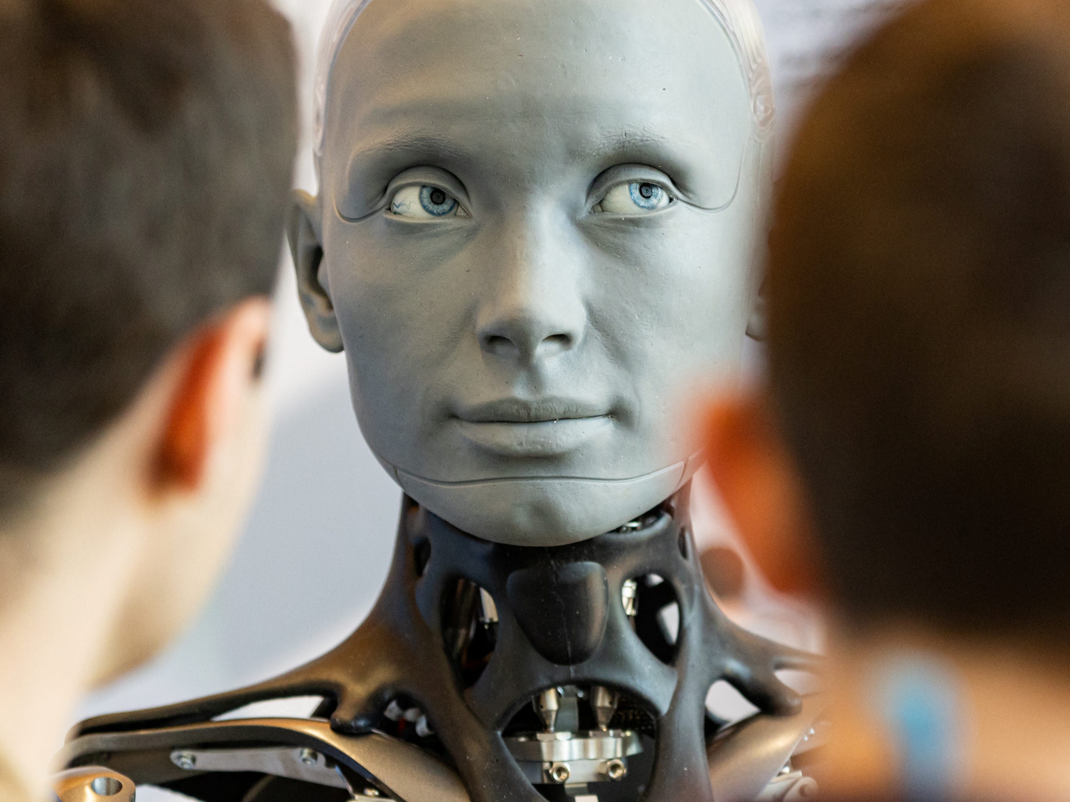 Humanoid robot 'Rmeca' is pictured at AI for Good Global Summit, in Geneva, Switzerland, July 6, 2023.