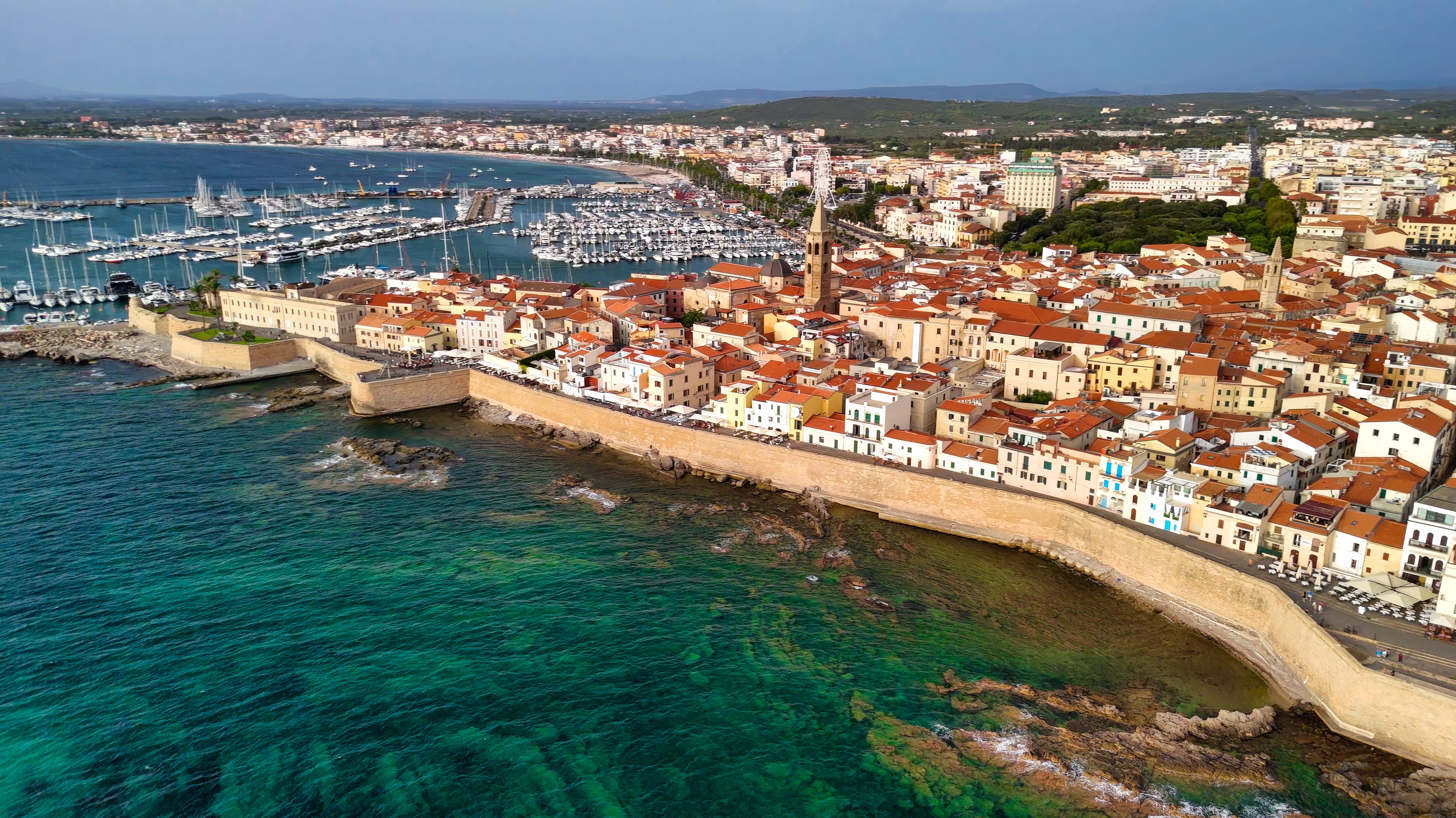 An aerial view of Alghero, Italy.