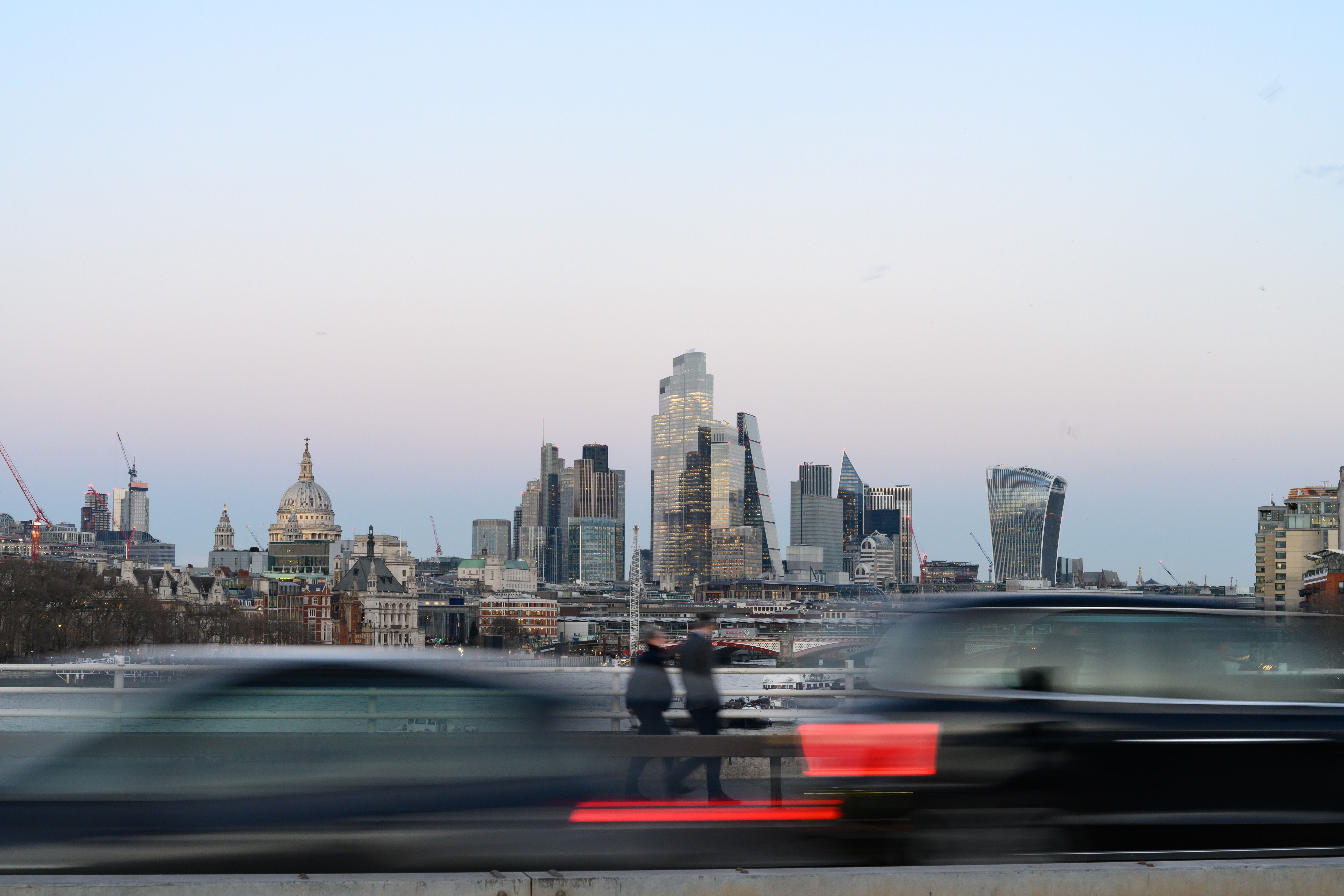 View of the high-rise banks and offices of London's financial district on January 30, 2025.