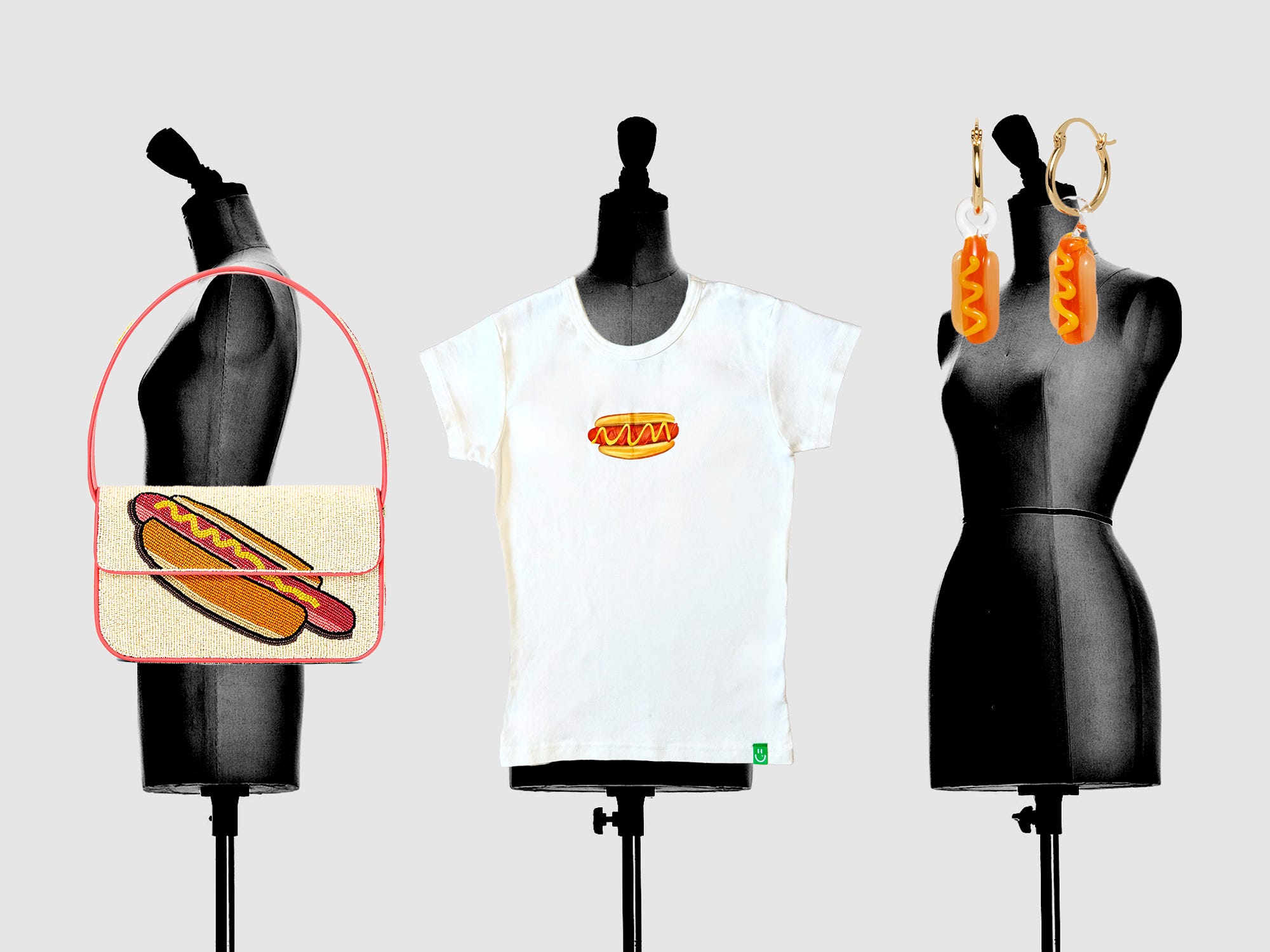Clothing with hot dog visuals