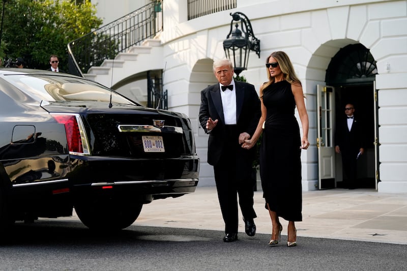 U.S. President Donald Trump and First Lady Melania Trump preparing themselves to greet the public at the Kennedy Centre.