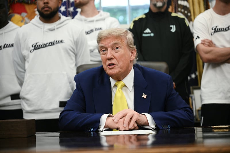 President Donald Trump speaking in the Oval Office on June 18, 2025 said Tucker Carlson called him to apologize after being critical of the U.S. getting involved in the conflict between Iran and Israel.