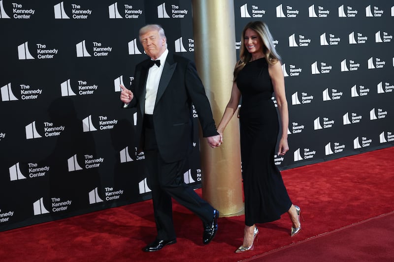 Donald and Melania Trump arriving at the Kennedy Center on Wednesday night.