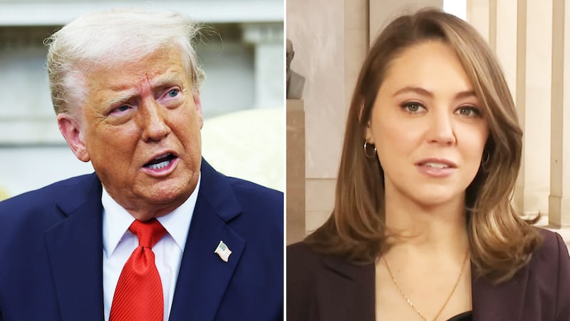 President Trump and CNN reporter Natasha Bertrand.