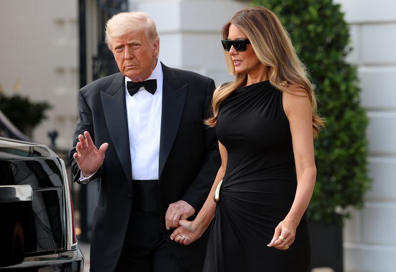 WASHINGTON, DC - JUNE 11: U.S. President Donald Trump and first lady Melania Trump depart the White House on June 11, 2025 in Washington, DC. Trump is scheduled to attend a performance of Les Misérables at the Kennedy Center this evening. (Photo by Win McNamee/Getty Images)