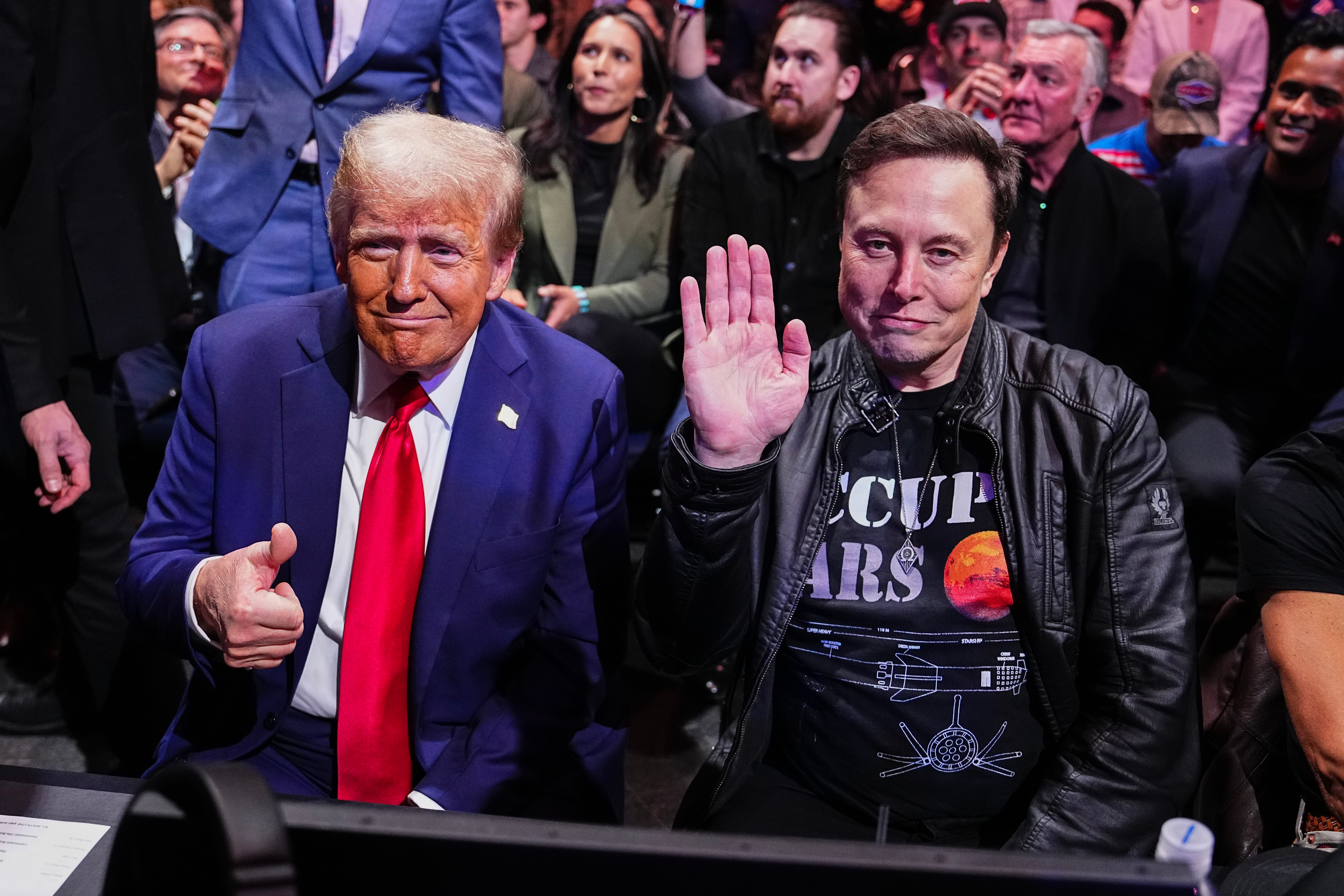 Donald Trump and Elon Musk posing or a photo during the UFC 309 event at Madison Square Garden.